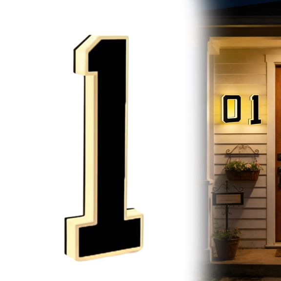 Virenlux 9 Inch Solar Lighted House Numbers Letters for Outside Solar-Powered Light up Waterproof Led Address Number Signs Illuminated Exterior Modern Houses Plaque Lamp