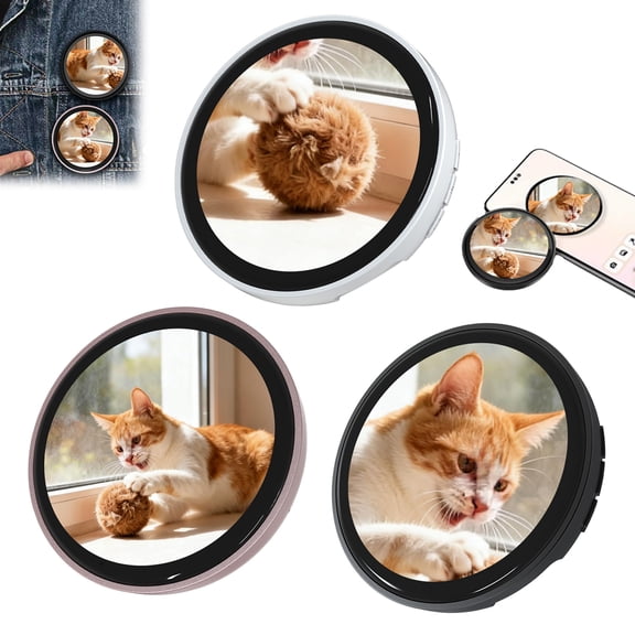 Virenlux Electric Bluetooth Digital Mini Photo Frame Button Badge Electronic LED Screen Touchscreen Videos Photos Cats Animations Valentines for Class New Year Gift