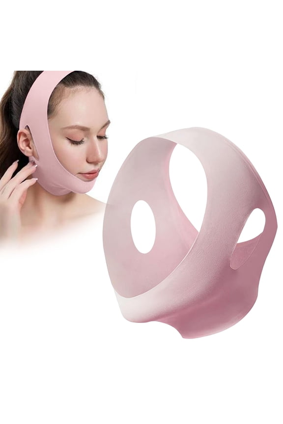 Jawline Chin Strap for Sleeping Reusable V-Line Face Masks Compression Facial Bandage Adjustable Open-Ear Design Breathable Facial Sculpting Care for Women Men
