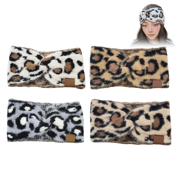 Virenlux Leopard Headbands for Women Fashionable Sports Bow Hairbands Elastic Wide Headwear Non Slip Workout Yoga Head Wraps for Thick Thin Hair Accessories