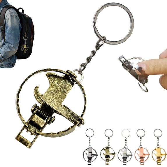 Virenlux MINI Bear Trap Keychain That Works Fun Trick Quirky Cat Lover Keychain with Pullable Fidgets Mechanism Key Holder Compact Lightweight Stress Reliefs Toy Fun Gift Stocking Stuffers