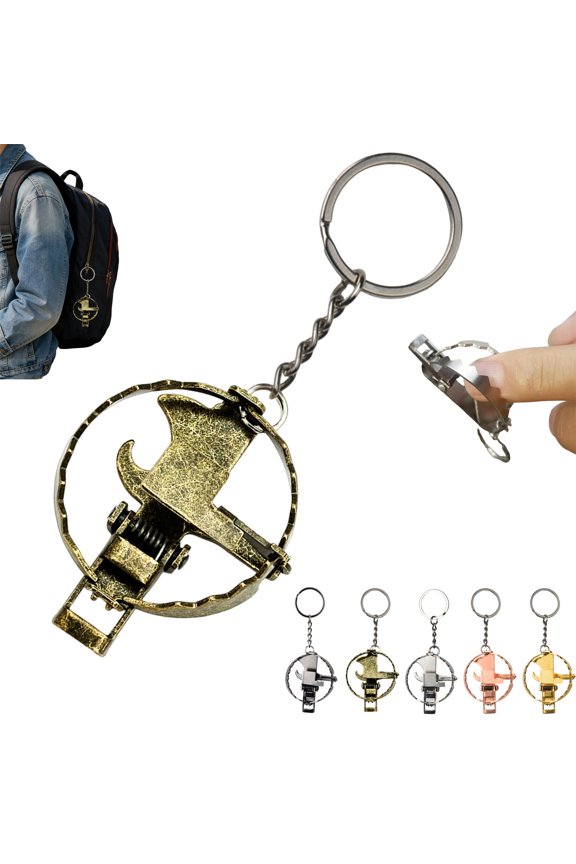 MINI Bear Trap Keychain That Works Fun Trick Quirky Cat Lover Keychain with Pullable Fidgets Mechanism Key Holder Compact Lightweight Stress Reliefs Toy Fun Gift Stocking Stuffers