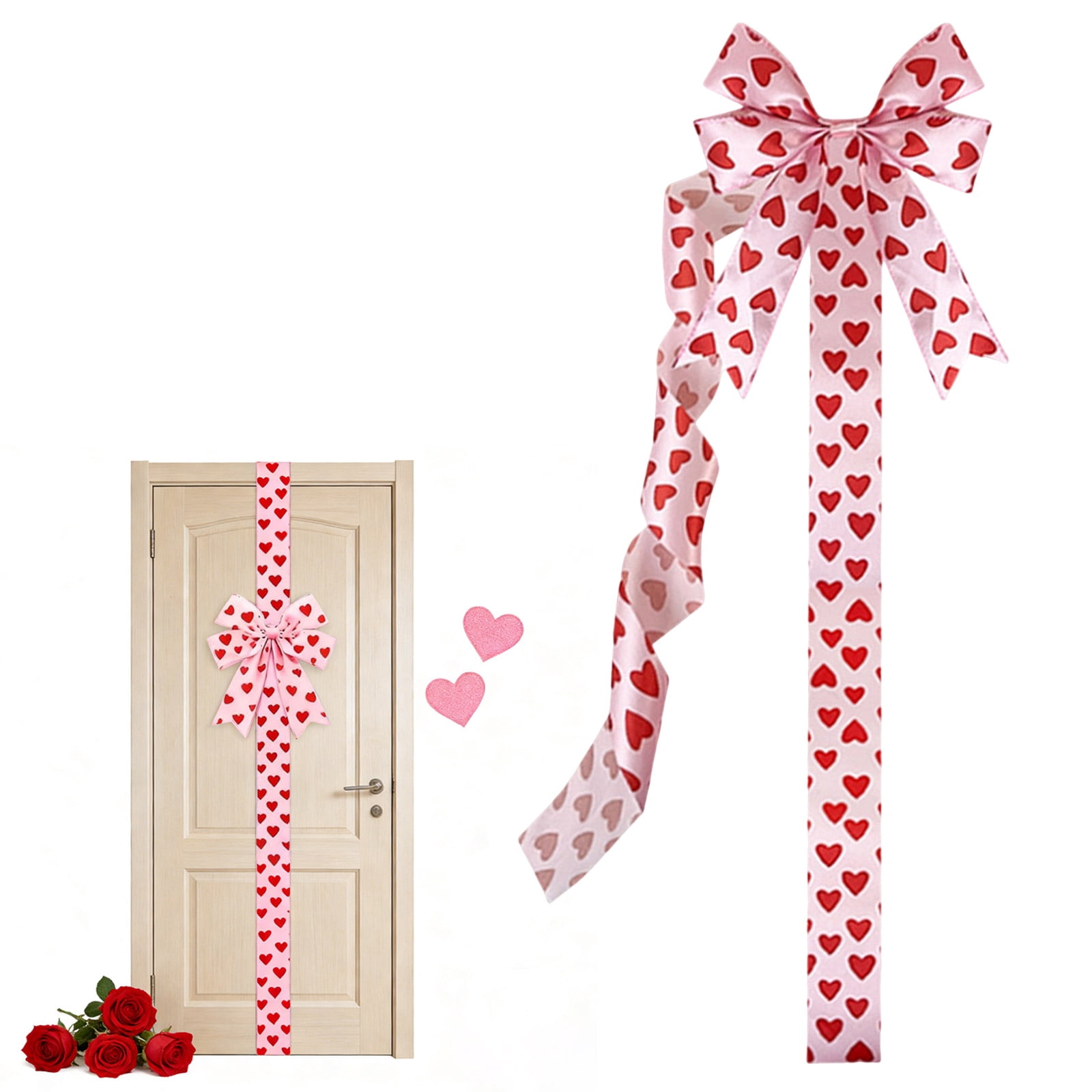 Door Ribbons Virenlux Valentines Day Heart Cabinet Door Ribbons Large Bow Wreaths ...