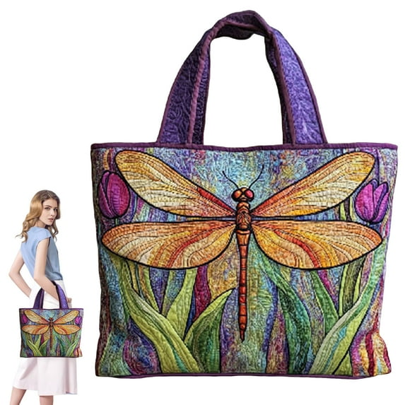 Virenlux Vintage Quilted Tote Bag for Women Lightweight Retro Quilt Fabric Travel Bags Purse Cotton Shoulder Lunch Work Bag for Shopping Grocery & Beach Bag Horizontal Board