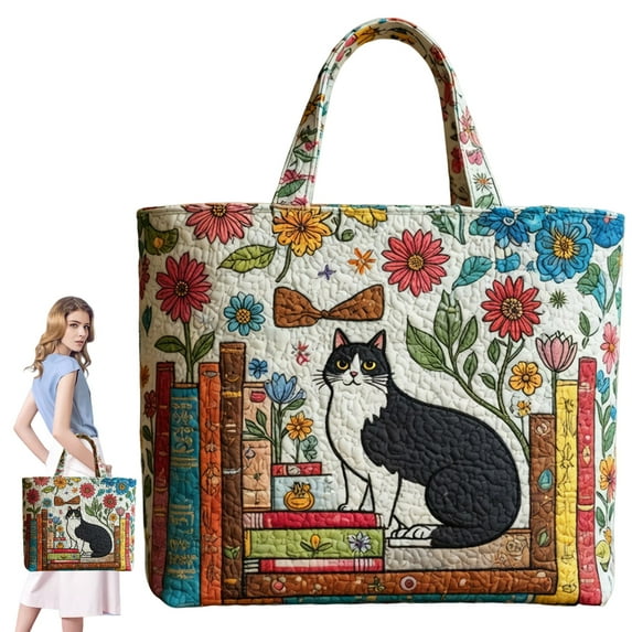 Virenlux Vintage Quilted Tote Bag For Women Lightweight Stitching Work Handbags Lightweight Cotton Small Teacher Nurses Shoulder Carry On Bag For School Travel Beach Gym Horizontal Board