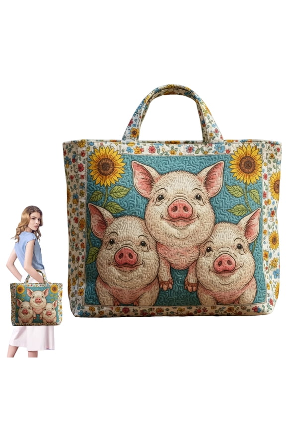 Vintage Quilted Tote Bags for Women Retro Floral Lightweight Cotton Travel Top Handle Shoulder Satchel Purse Fashionable Beach Lunch Work Totes Small