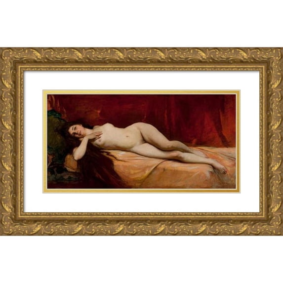 Virgílio Maurício 18x11 Gold Ornate Wood Frame and Double Matted Museum Art Print Titled - After the Dream