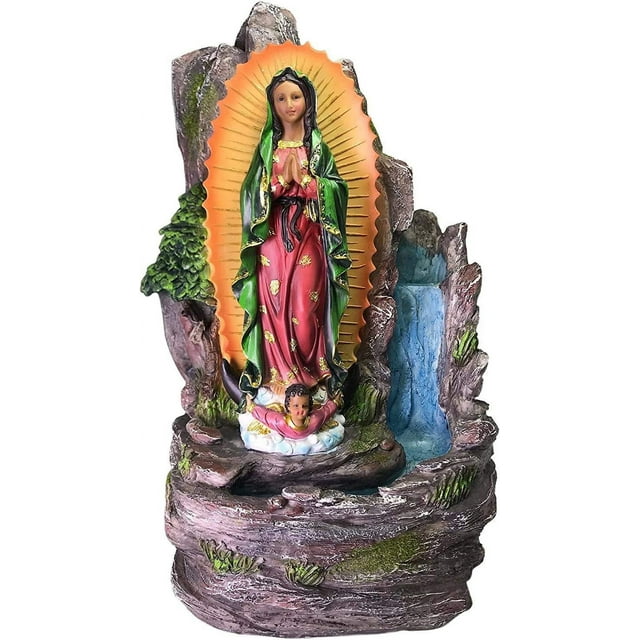 Virgen De Guadalupe Water Fountain Statue 18" Inch Water Pump Religious