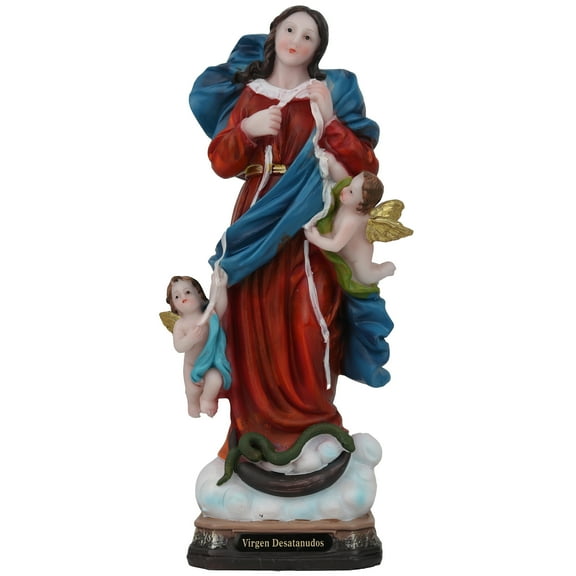 Virgen Desatanudos 8" Virgen Maria Desata Cintas Anudadas Resin Religious Figure