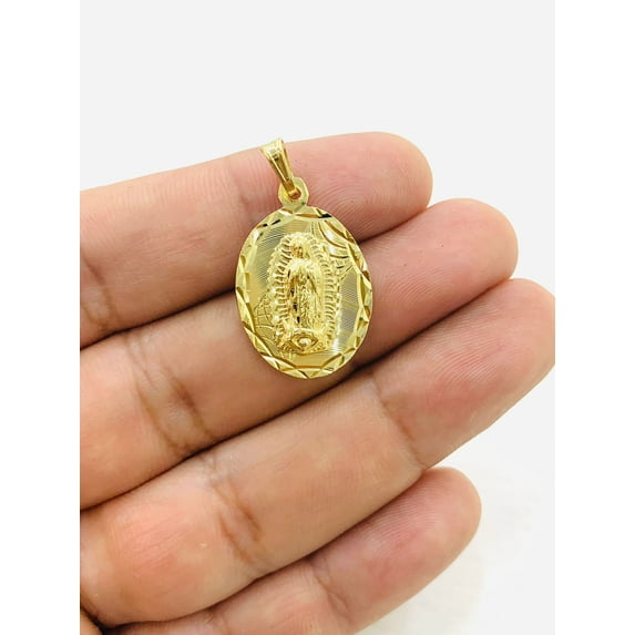 Virgen de Guadalupe Charm Pendant for Womens Mens 26x18mm All Yellow Gold Filled/ Everyday Pendants / Dije de la Virgencita de Guadalupe Oro