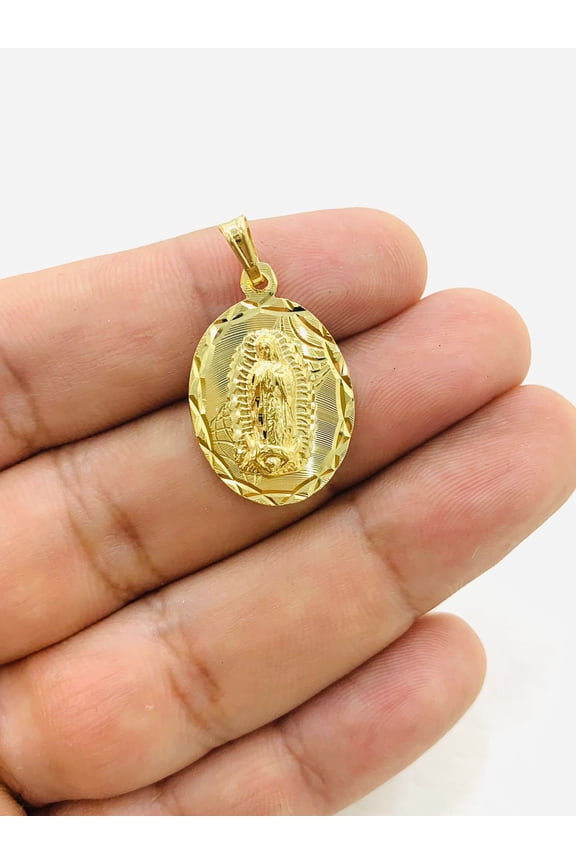 Virgen de Guadalupe Charm Pendant for Womens Mens 26x18mm All Yellow Gold Filled/ Everyday Pendants / Dije de la Virgencita de Guadalupe Oro