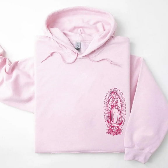 Virgen de Guadalupe Hoodie, Unisex Religious Pullover, Classic Cotton Printed Hoodie for Men and Women, Spiritual Gift Apparel