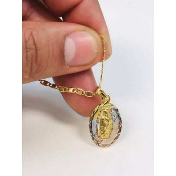 Virgen de Guadalupe Necklace Gold Filled Tri-Color Necklace 22x14mm / Guadalupe Pendant / Virgen de Guadalupe Jewelry / Cadena y Dije de la Guadalupe