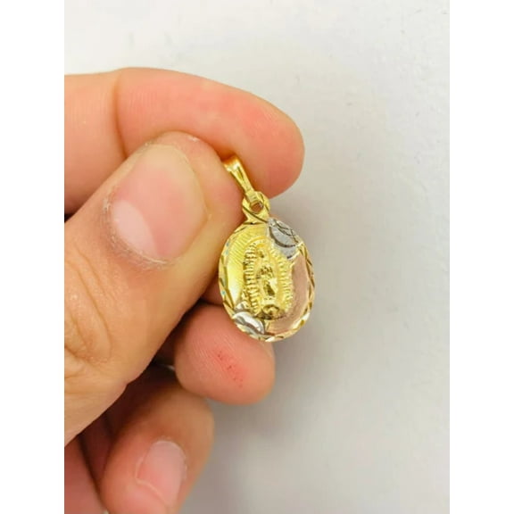 Virgen de Guadalupe Pendant Medal for Womens Classic 20x13mm/Our Lady of Guadalupe Pendant Tri Color 14k Gold Filled/Medalla de la Guadalupe