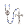 thumbnail image 1 of Virgen de Guadalupe Silver-Plated Rosary 6mm September Blue Fire Polished Beads Crucifix Size 1 5/8 x 1 medal charm, 1 of 1