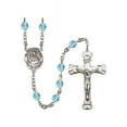 thumbnail image 1 of Virgen del Carmen Silver-Plated Rosary 6mm March Light Blue Fire Polished Beads Crucifix Size 1 5/8 x 1 medal charm, 1 of 1