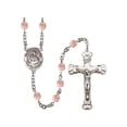 thumbnail image 1 of Virgen del Carmen Silver-Plated Rosary 6mm October Pink Fire Polished Beads Crucifix Size 1 5/8 x 1 medal charm, 1 of 1