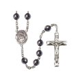 thumbnail image 1 of Virgen del Carmen Silver-Plated Rosary 8mm Hematite Beads Crucifix Size 1 3/4 x 1 medal charm, 1 of 1