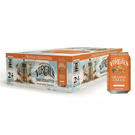 Virgil's Handcrafted Orange Cream Soda - Zesty Bold Flavor - 12 oz Cans, 24 Pack