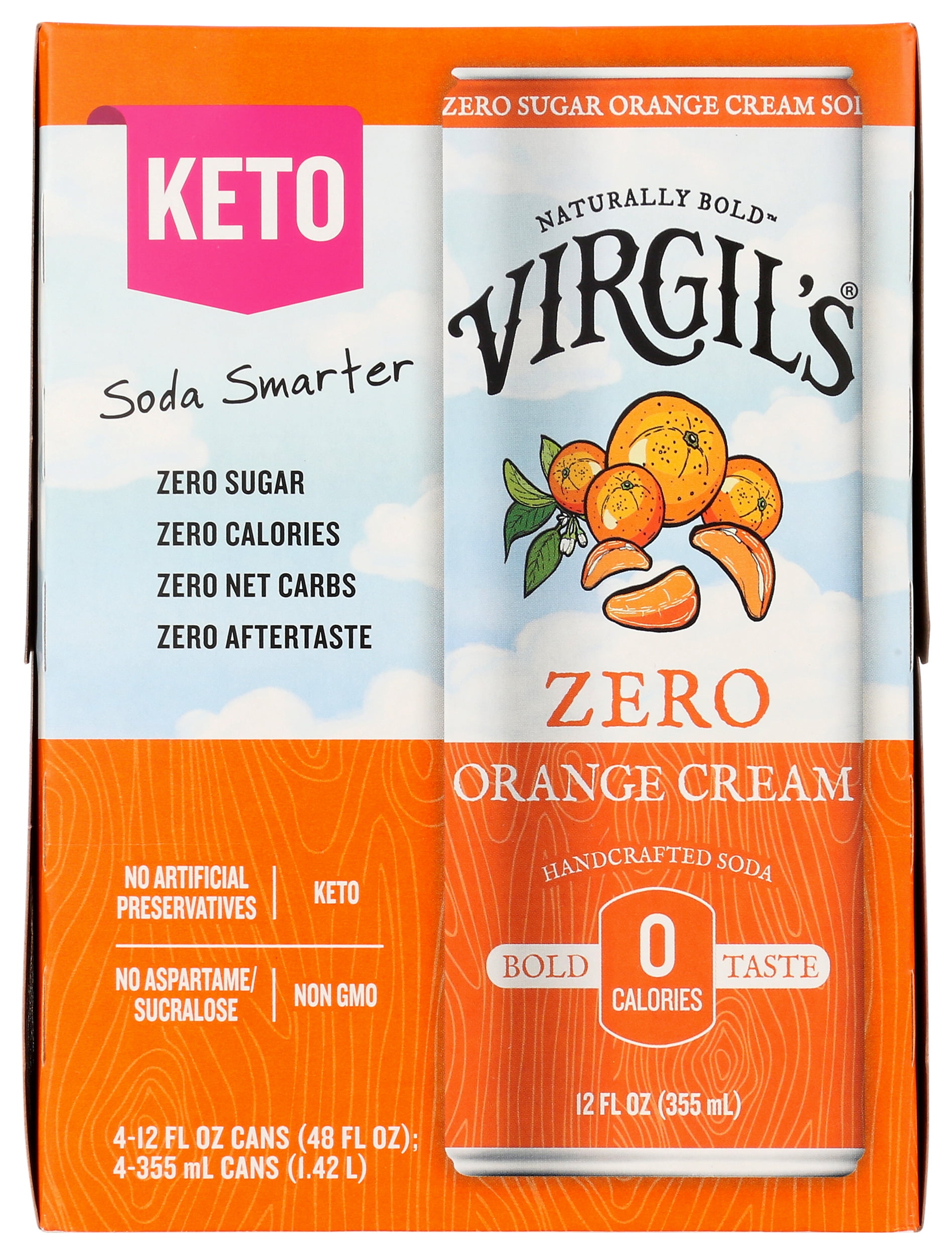 Virgil's - Soda Zero Sugar Orange Can - Case Of 6-4/12 Fluid Ounces