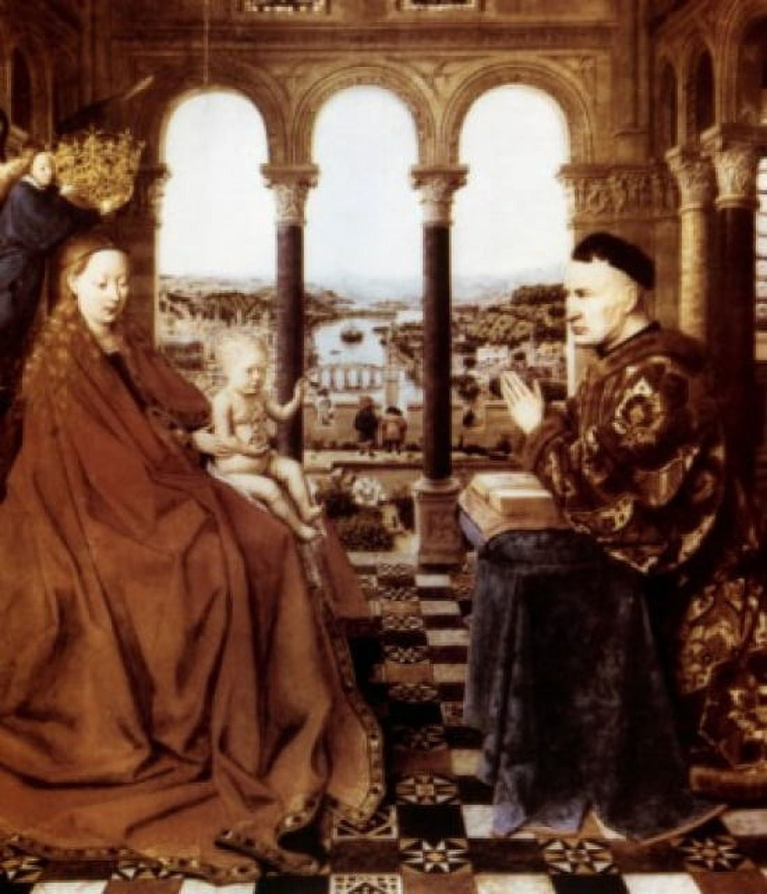 The Virgin of the Chancellor Rolin by Jan van Eyck oil on wood 1434-1436 circa 1390-1441 France Paris Musee du Louvre Canvas Art - Jan van Eyck (18 x 24)