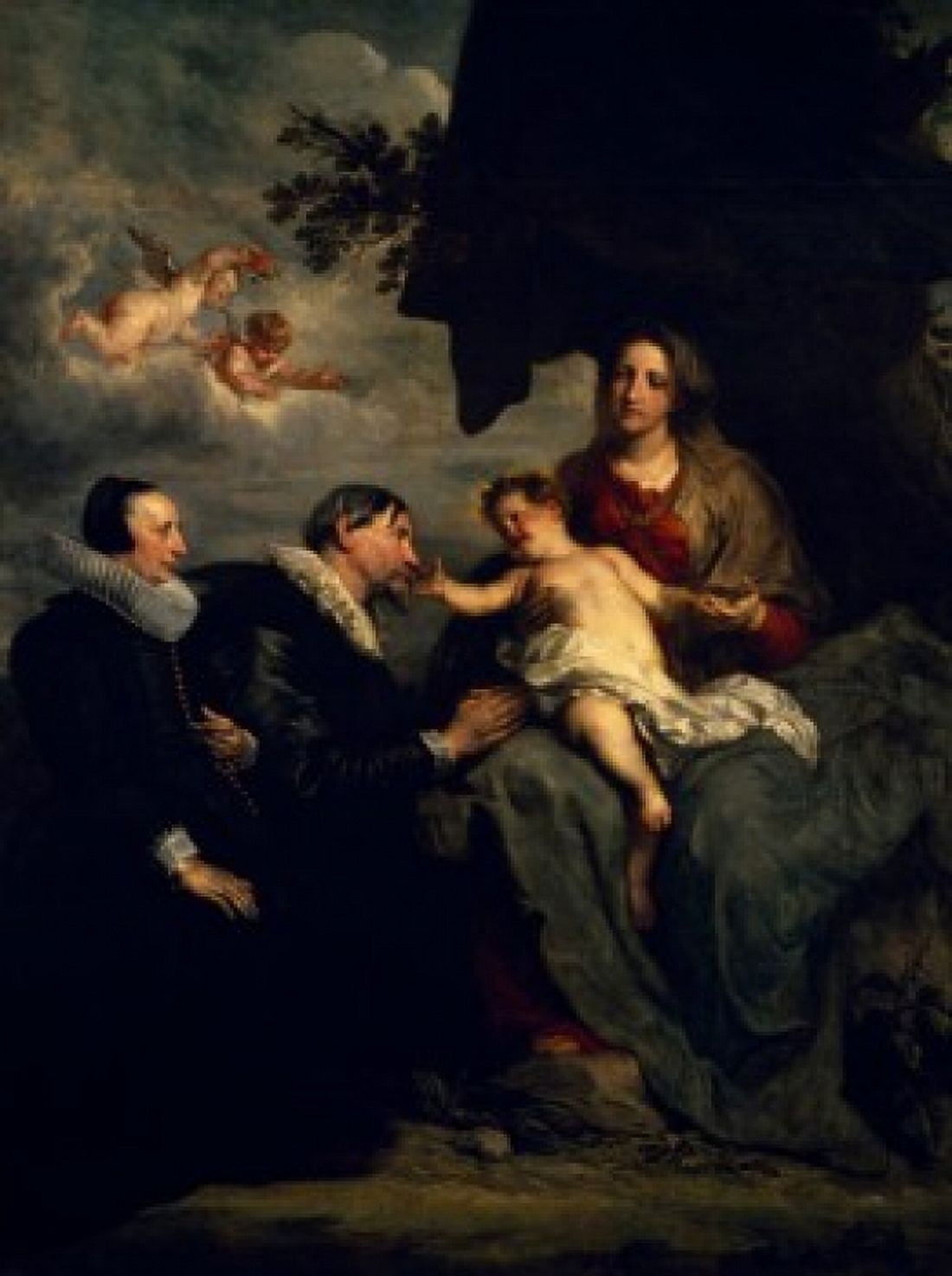 The Virgin and Child with Donors by Anthony van Dyck 17th Century (1559-1641) France Paris Musee du Louvre Canvas Art - Sir Anthony van Dyck (18 x 24)