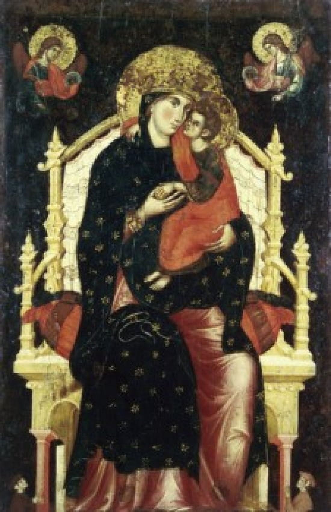 Virgin & Child Enthroned Early 14th Century Artist Unknown (Venetian) Pushkin Museum of Fine Arts Moscow Canvas Art - (18 x 24)
