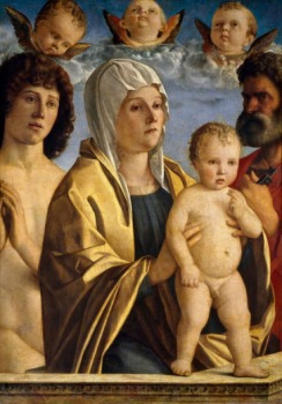 The Virgin and Child between Saint Peter and Saint Sebastian by Giovanni Bellini (Circa 1430-1516) France Paris Musee du Louvre Canvas Art - Giovanni Bellini (18 x 24)