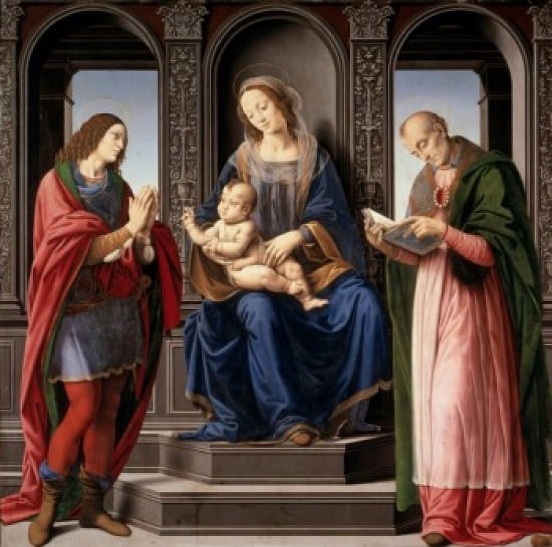 The Virgin and Child with St Julian and St Nicholas of Myra Lorenzo di Credi ca (1460-1537Italian) Musee du Louvre Paris Canvas Art - Lorenzo Di Credi (18 x 24)