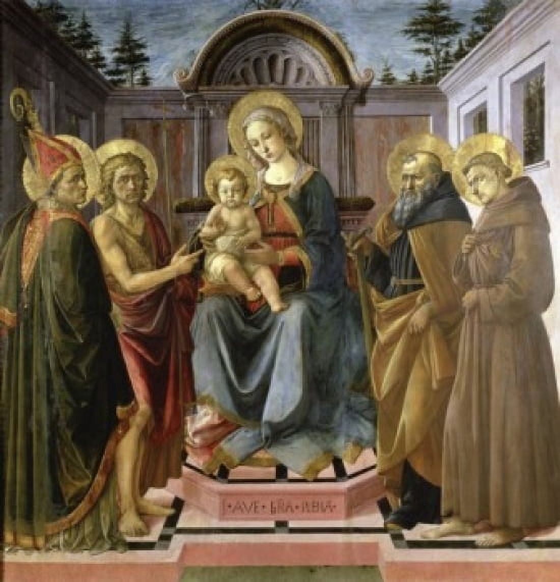 Virgin and Child Surrounded by St Zenovius St John the Baptist St Anthony Abbot & St Francis 15th C Francesco Pesellino (1422-1457Italian) Musee du Louvre Paris Canvas Art - (24 x 36)