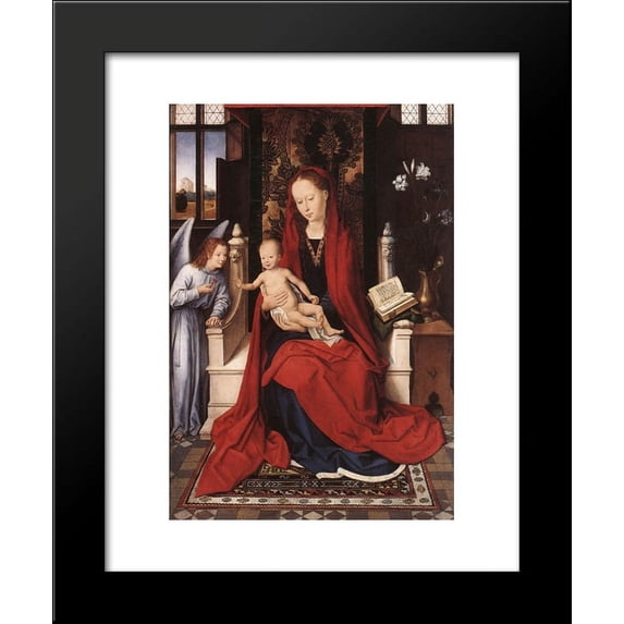 Virgin Enthroned with Child and Angel 20x24 Framed Art Print by Memling, Hans
