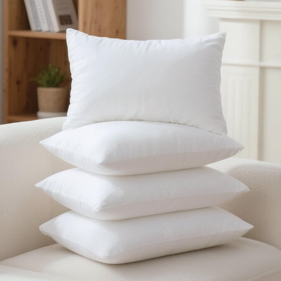 Virgin Fiber Pillow Inserts  Microfine Square Throw For Bedroom Study Chair 12x20 Inches Pack Of 4