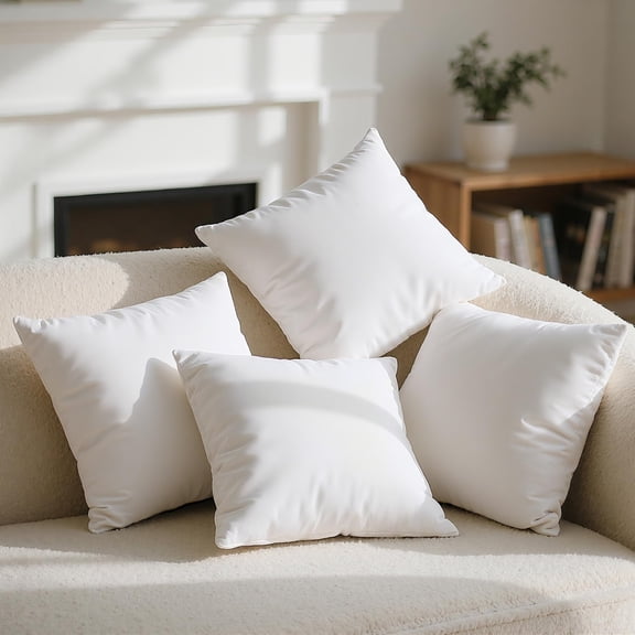 Virgin Fiber Pillow Inserts  Microfine Square Throw For Bedroom Study Chair 20x20 Inches Pack Of 4