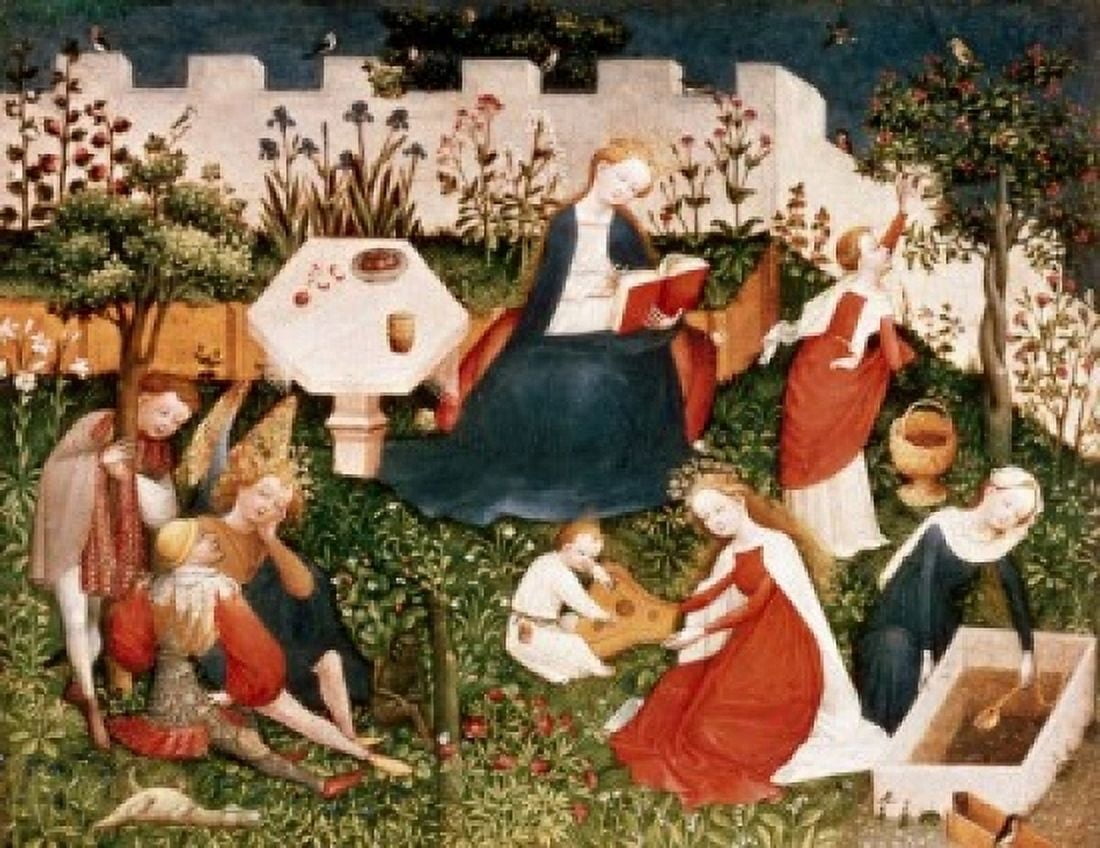 Virgin in the Garden of Paradise by Master of Upper Rhineland 15th century German Frankfurt Stadelsches Culture Institute Canvas Art - Master of Upper Rhineland (24 x 36)