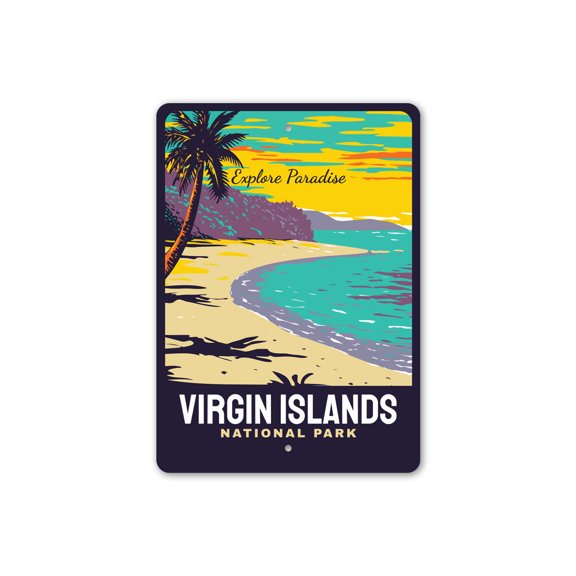 Virgin Islands National Park Explore Paradise Aluminum Metal Decor Signs - 10x14 inches