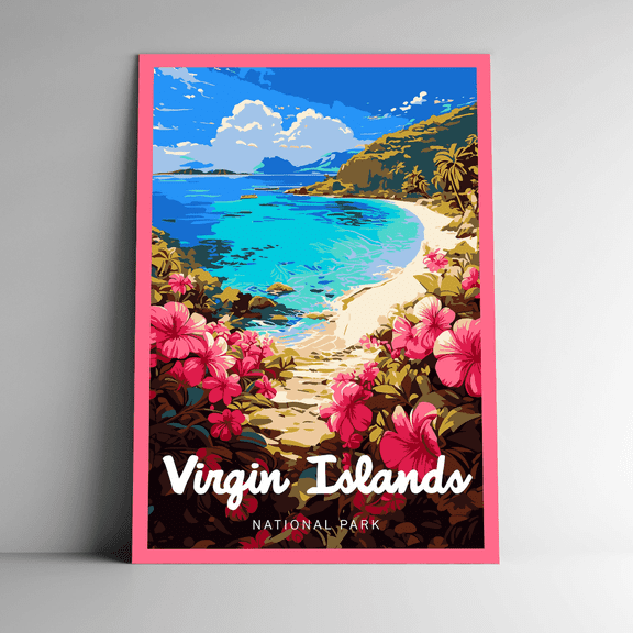 Virgin Islands National Park Trunk Bay Travel Poster, Poster Only, Poster Home Decor, Poster Only