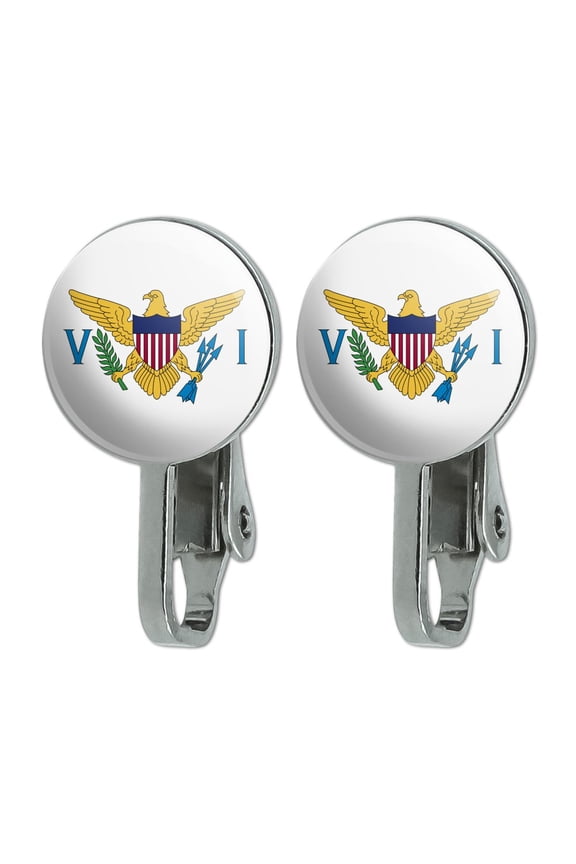 Virgin Islands US Territory Flag Novelty Clip-On Stud Earrings