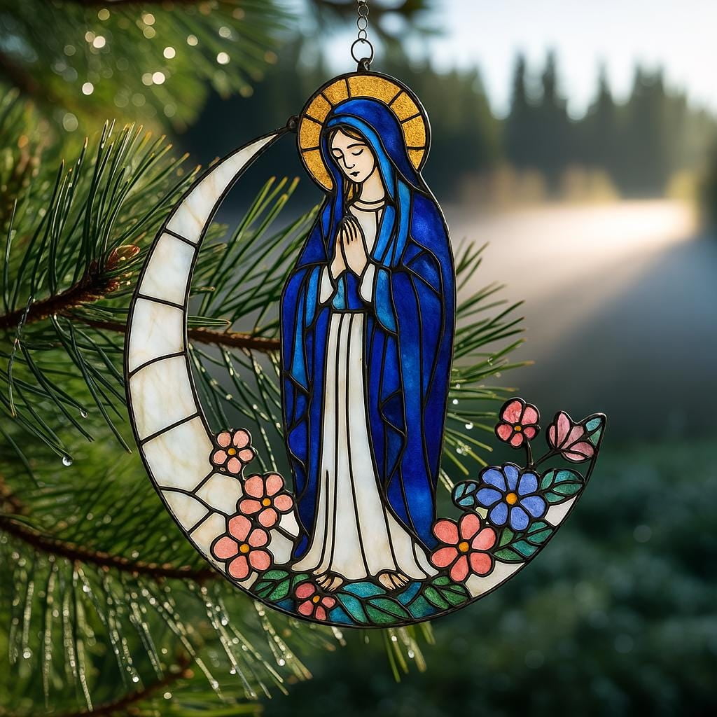 Virgin Mary Acrylic Suncatcher, Catholic Window Hanging, Religious Sun ...
