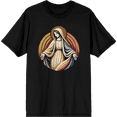 thumbnail image 1 of Virgin Mary  Adult Black Crew Neck Short Sleeve Tee-Medium, 1 of 2