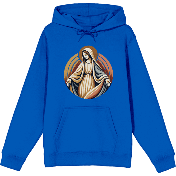 Virgin Mary Adult Blue Long Sleeve Hoodie-XXL