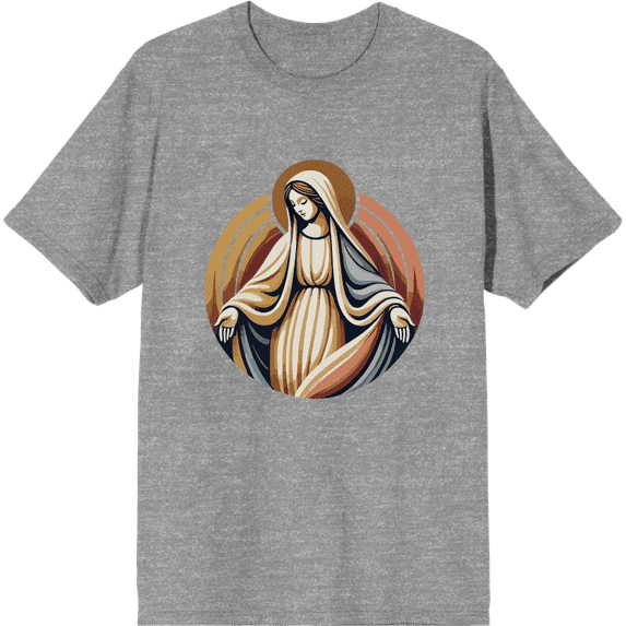 Virgin Mary Adult Heather Gray Crew Neck Short Sleeve Tee-Medium