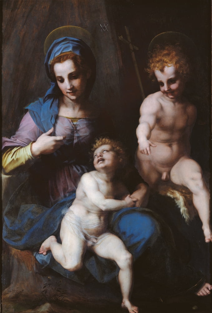 Virgin Mary And Child With Young St John Canvas Art - (18 x 24)
