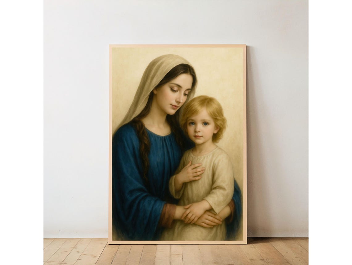 Virgin Mary And Young Jesus Art Print: Catholic Christian Wall Art Of ...
