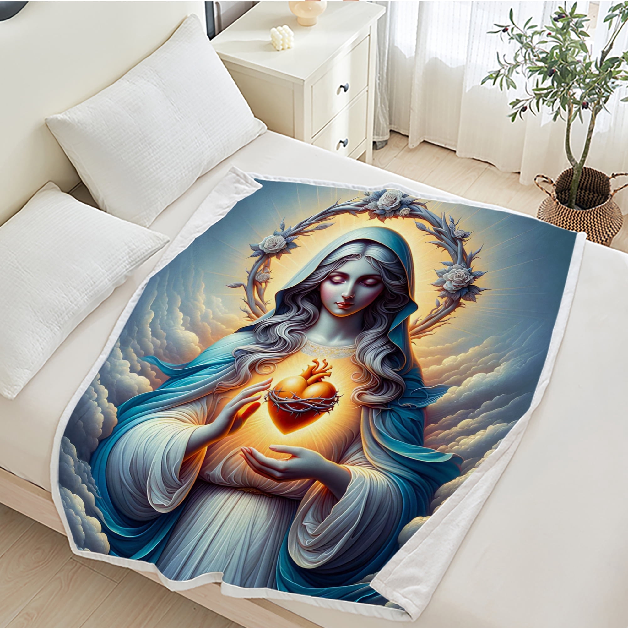 Virgin Mary Blanket Flannel Warm Blanket - Soft Blanket Catholic