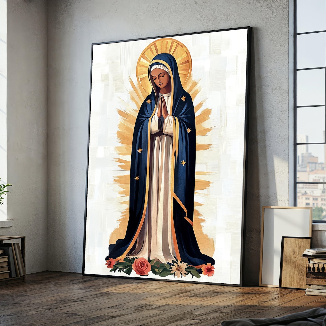 Virgin Mary Canvas Wall Art, Religious Prayer Painting, Catholic Home ...