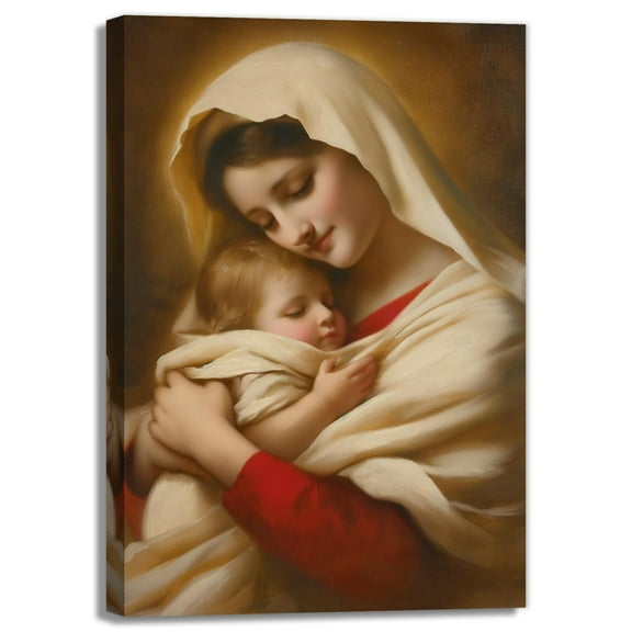 Virgin Mary Canvas poster Wall Art Mother Mary Picture Print Madonna Holding Baby Jesus Painting Artwork Religious Poster For Christian Wall Decor