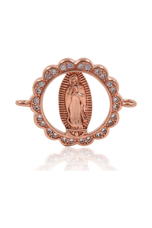 Virgin Mary Connector,Micro Pave CZ Stone Brass Bead Link,Bracelet Charm for Jewelry Making 21x16mm 10Pcs
