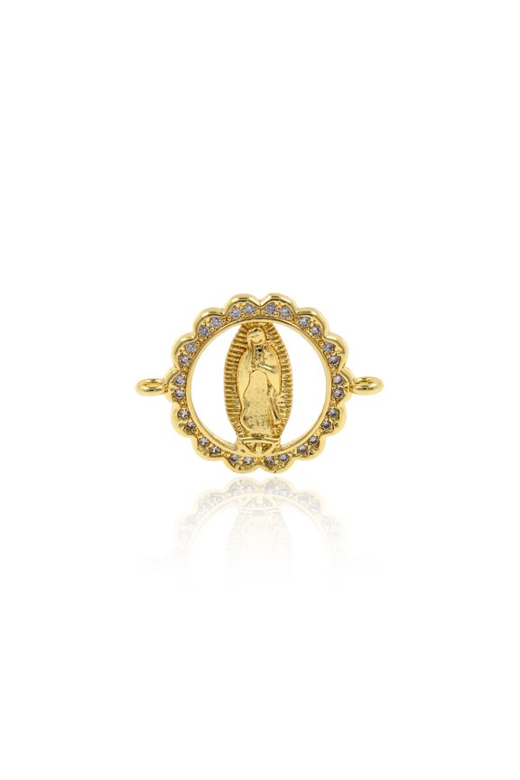 Virgin Mary Connector,Micro Pave CZ Stone Brass Bead Link,Bracelet Charm for Jewelry Making 21x16mm 10Pcs