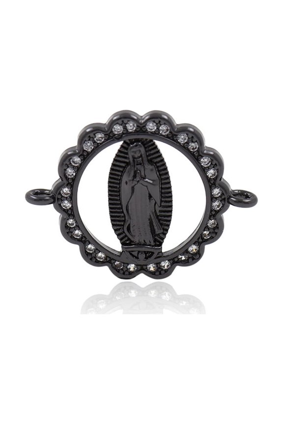 Virgin Mary Connector,Micro Pave CZ Stone Brass Bead Link,Bracelet Charm for Jewelry Making 21x16mm 10Pcs