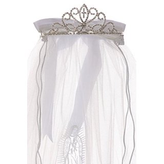 First Communion Crown Veil with Synthetic Crystals